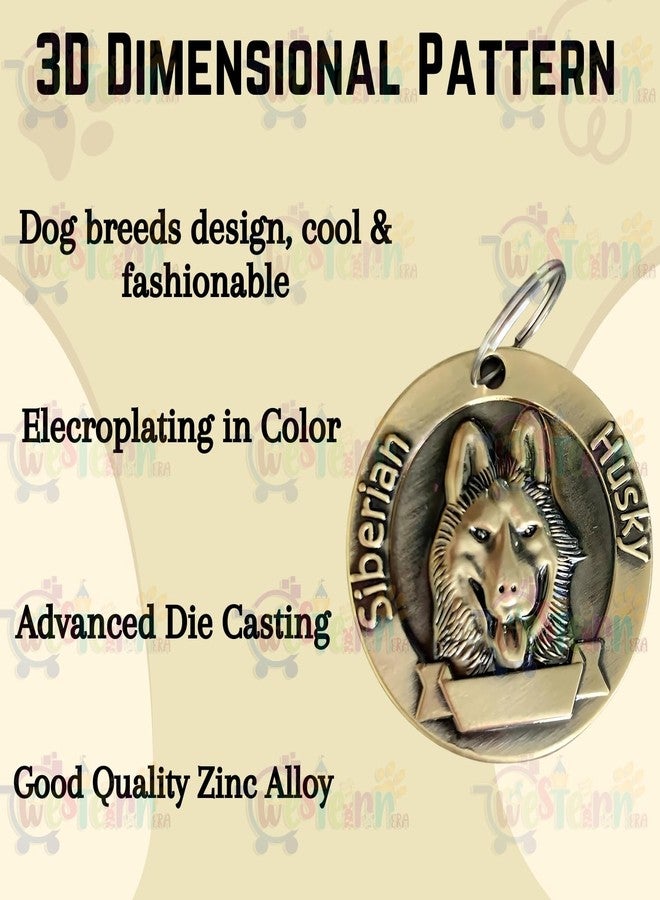 Western Era Siberian Husky Bronze Tag with Dog Face Engraved - Durable Metal Pet ID Tag, Stylish, Sturdy, Long-Lasting, Scratch-Resistant, Lightweight, Attach to Dog Collar for Added Style & Security - Image 3